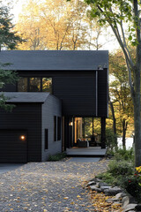 Modern Black House in Autumnal Setting