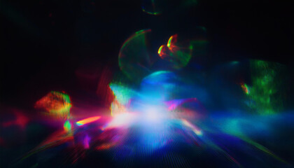 Fototapeta premium Cyber Neon Overlay Effect. Abstract, Fluorescent, Futuristic Light Movement Shift, Flash, Bokeh, Spots. Aesthetic Fine Art Background for Design.