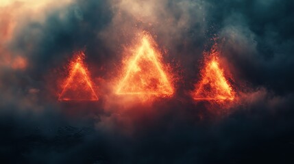 Fiery Triangle Abstract Digital Art Background red hot fire dark heat 