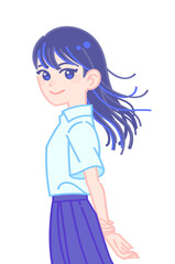 後ろで手を組む女子学生