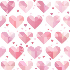 Geometric pattern featuring hearts in soft pink tones, ideal for romantic designs and celebrations. Perfect for backgrounds, textiles, and digital projects