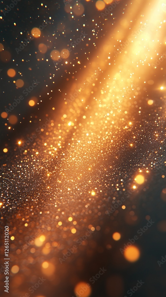 Poster glimmering golden light and bokeh magical and festive atmosphere elegant and celebratory with dark b