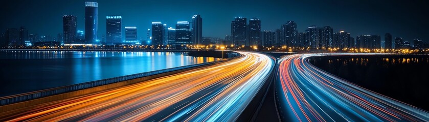 Fototapeta premium Dynamic nighttime city highway