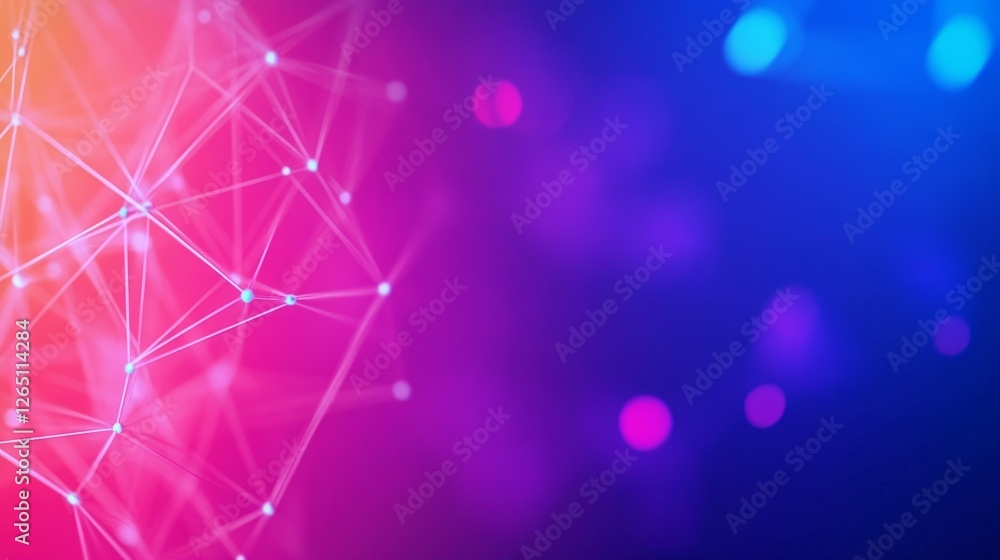 Poster abstract colorful background with connected lines and glowing dots, ideal for digital design project
