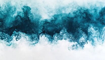Abstract teal and white watercolor paint texture background.