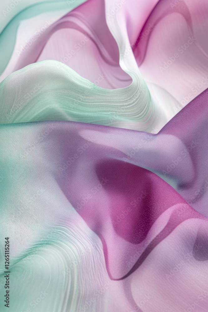 Poster abstract image of flowing pastel fabric with gradient colors.