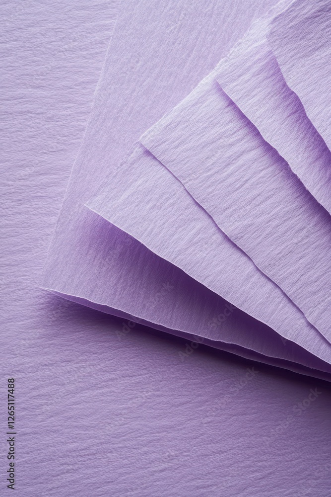 Poster Close-up of lavender textured paper sheets arranged in a fan-like pattern.