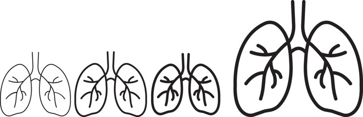 human lungs icon set, respiratory system healthy lungs anatomy flat medical organ icons collection