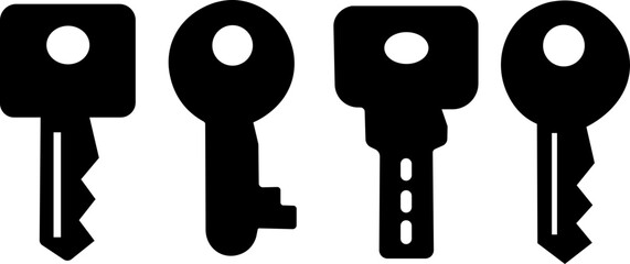 set of black Key Icon in trendy flat style. Key symbol for your web site design, logo, app, UI. Security system concept represented by key icon.