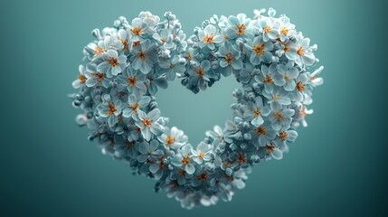 A pale, mint-green background with a single heart-shaped wreath of delicate florals, evoking a fresh and minimalist look, ideal for Valentines Day-themed promotions and certificates