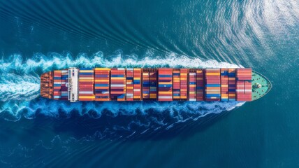 Containerschiff auf dem Meer Blick von oben