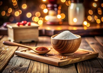 Rustic Kitchen Still Life: Wooden Stop Sign, Sugar Bowl, Wooden Spoon