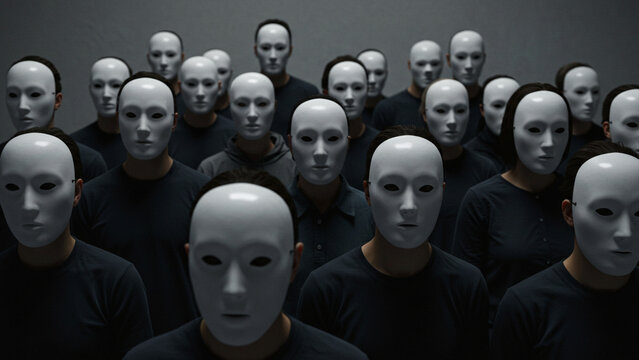 Persons in white masks, associated with a team that operates anonymously in generative endeavors