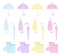 シンプルな傘のベクターアイコンイラストセット umbrella icon set