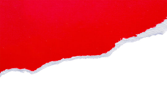 Red ripped paper torn edges strips isolated on white background