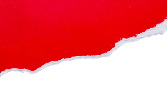 Red ripped paper torn edges strips isolated on white background