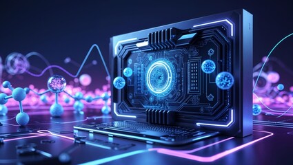  Digital technology and science background. Blue tech background featuring circuit lines and hexagons, vector design for business, technology, or science themes.blue, technology, background, circuit, 