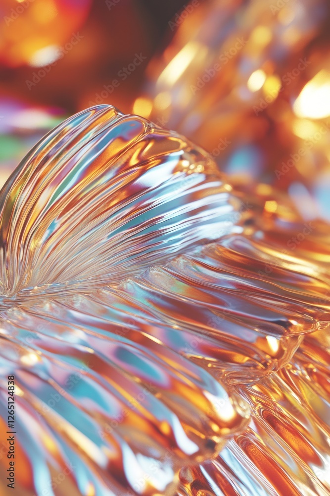 Poster abstract iridescent texture with vibrant color gradients and smooth, wavy lines.