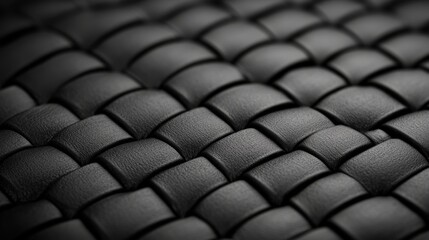 Fototapeta premium Close-up of intricately woven black leather texture showcasing craftsmanship and detail