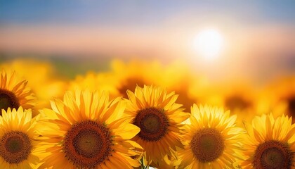Obraz premium Golden Sunflowers wallpaper Blooming Under a Bright Sky