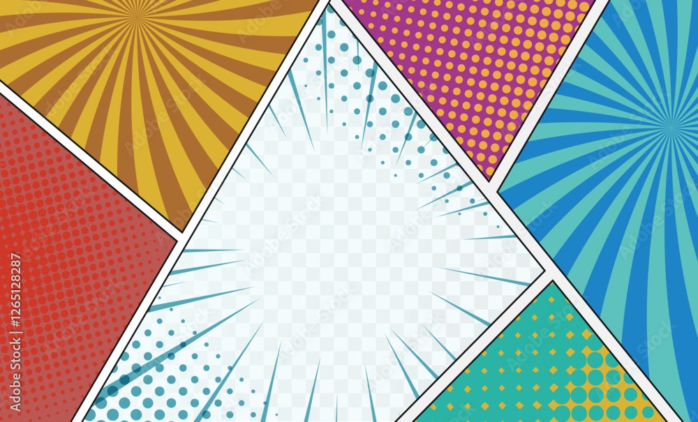 Poster collection of empty comic speech bubbles with halftone shadows. blank white speech bubbles of differ