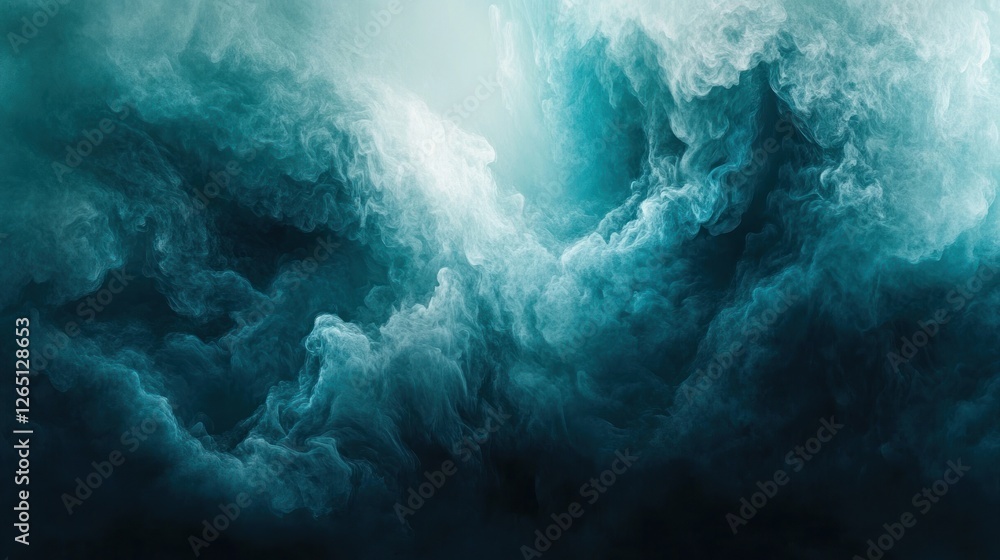 Poster turquoise abstract: ethereal clouds and mystical sky background texture