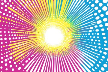 Fototapeta premium Flat Background with Comic Book-Style Explosion and Pop Art Halftone Effect in Bright Colors