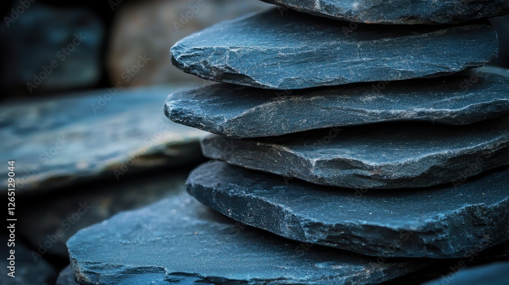 Poster stacked stones create a serene and balanced display in a tranquil outdoor setting surrounded by natu
