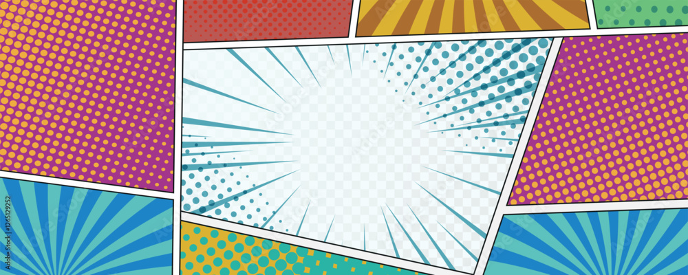 Poster collection of empty comic speech bubbles with halftone shadows. blank white speech bubbles of differ