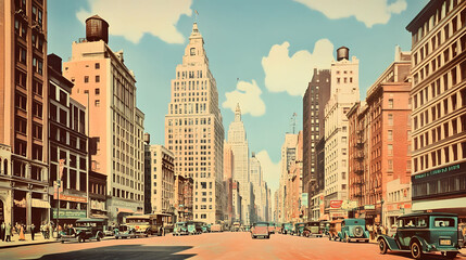 Vintage New York City Streetscape: A nostalgic glimpse into the 1920s