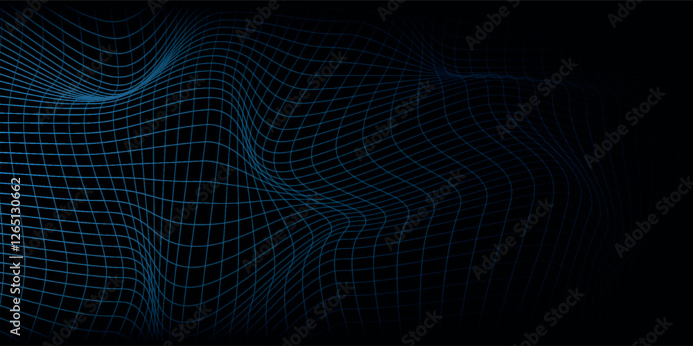 Poster abstract waving particle technology background design. abstract wave moving dots flow particles, hi-