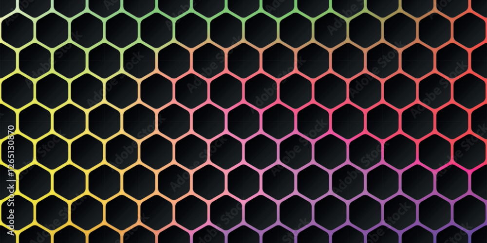 Poster pastel rainbow background of hexagons. abstract blurred colorful background