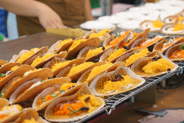 Thai Crispy Pancakes (Khanom Bueang) with Sweet Toppings