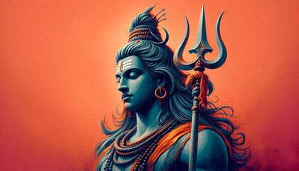 Lord Shiva Mahadev shiv ratri cultural festive portrait art design background