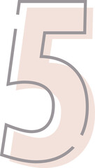 Number 5 with overlapping effect, modern minimalistic letter