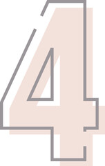 Number 4 with overlapping effect, modern minimalistic letter