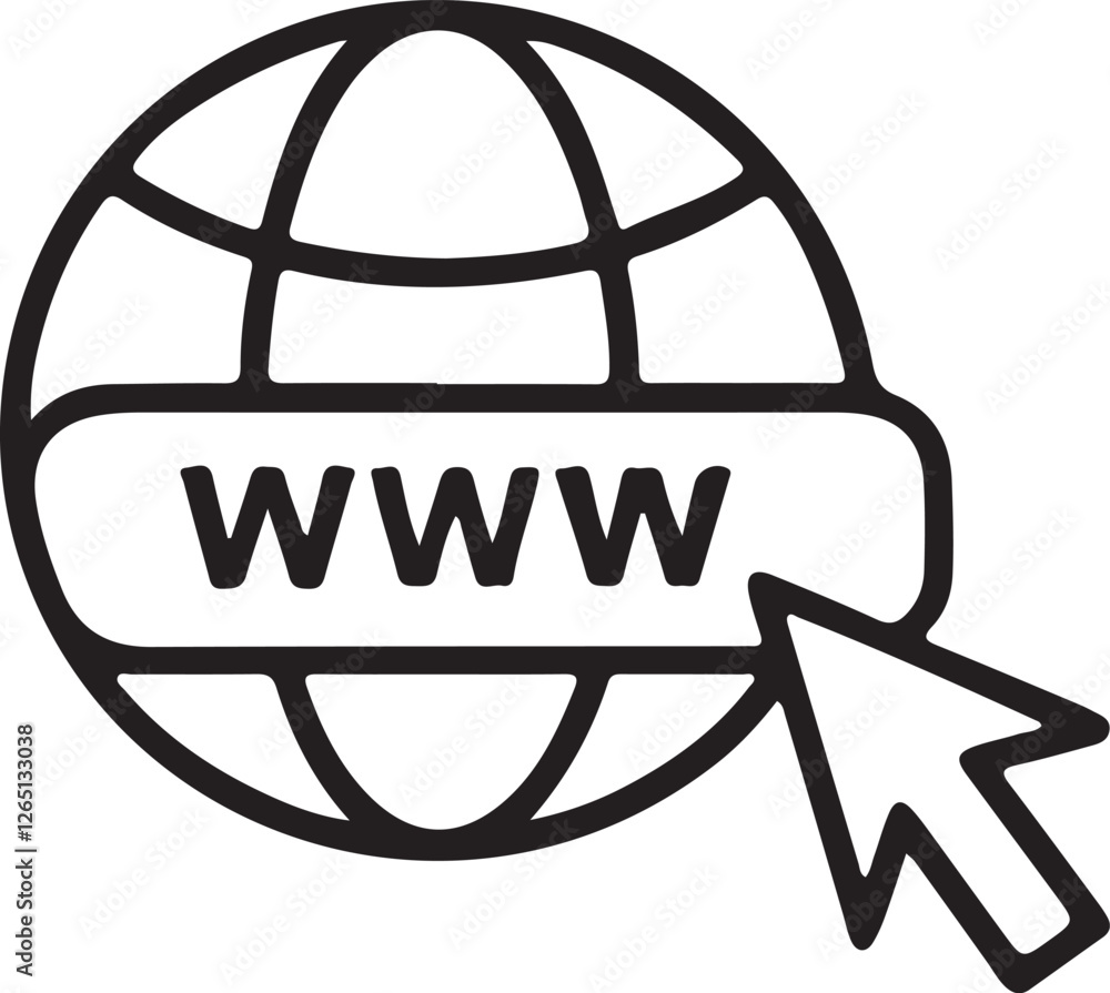 Wall mural isolated website globe icon browser with pointer icon vector, website globe icon browser with pointe