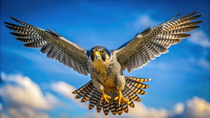 Stunning high-resolution drone footage captures peregrine falcons' breathtaking aerial maneuvers against a vibrant blue sky.