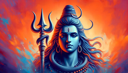 Lord Shiva Mahadev shiv ratri cultural festive portrait art design background
