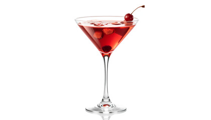 Elegant Cocktail Glass Filled with Red Drink and Garnished with Cocktail Cherry