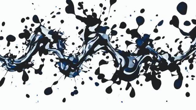 Ink Splatter on White: Black ink splatters on a white background, creating abstract shapes.

