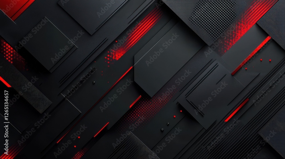 Poster abstract black and red grunge background with diagonal lines and dots.