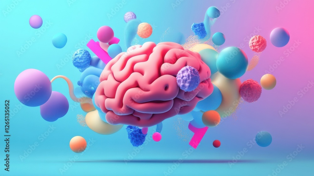 Poster brain activity abstract concept vector illustration set. thinking and imagination, problem solving, 
