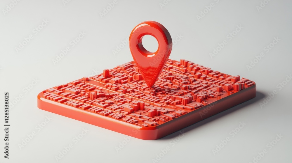 Poster 3d red map pin icon isolated on white background, representing location, gps navigation, and destina