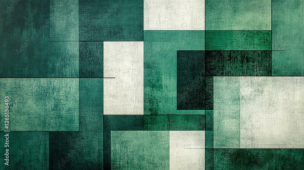 Poster geometric pattern of overlapping green rectangles creating a modern and sophisticated abstract backg