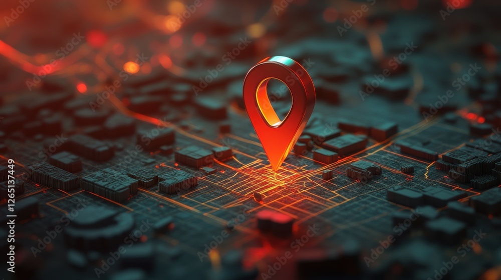 Poster a 3d red map address location pin pointer