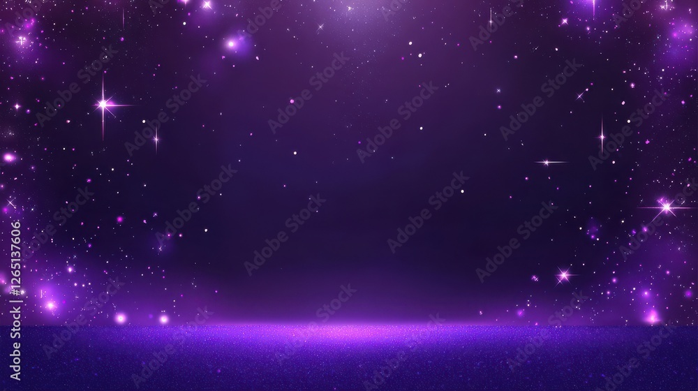 Poster violet banner dark bokeh particles glitter awards dust gradient abstract background. futuristic glit