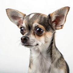 Sad dog photo, white background