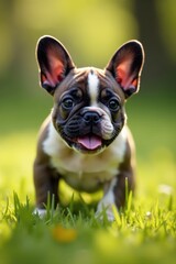 Playful French Bulldog puppy exploring its surroundings , lifestyle, pet