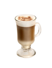 cappuccino cup with steamed milk and cinnamon stick coffee isolated on transparent background